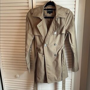 Express Women’s Beige Double-Breasted Trench Coat